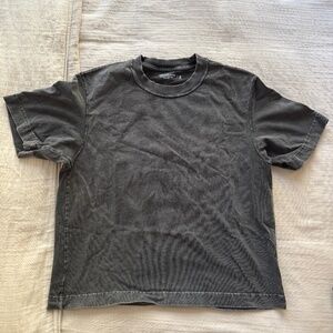 Abercrombie Heavy Weight Cropped T Shirt Tee Garment Dyed Mens Size XS Grey